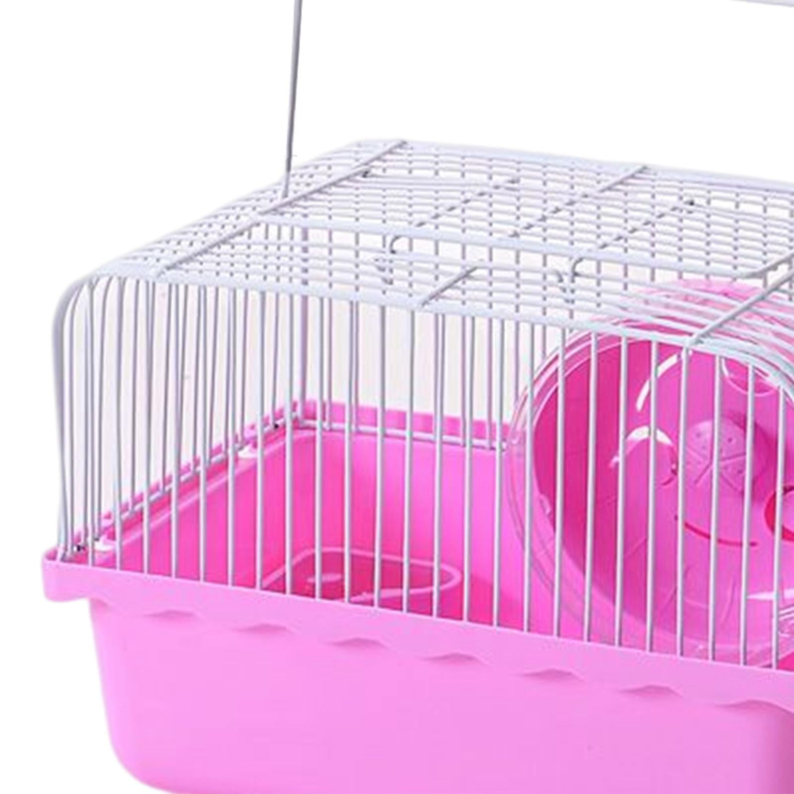 Bvdfgk Hamster Cage Small Accessories Dish Supplies Water Bottle Pet Cage Carrying Case Pink