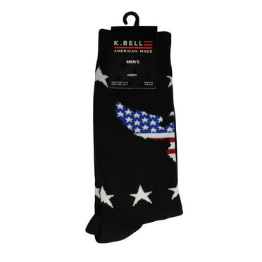 K. Bell Men`s American Pride Crew Socks, 10-13, Black