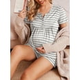 thumbnail image 2 of Avidlove Women Maternity Nursing Pajama Set Breastfeeding Sleepwear Set Double Layer Short Sleeve Top and Shorts Set Pregnancy Pjs Set, 2 of 6