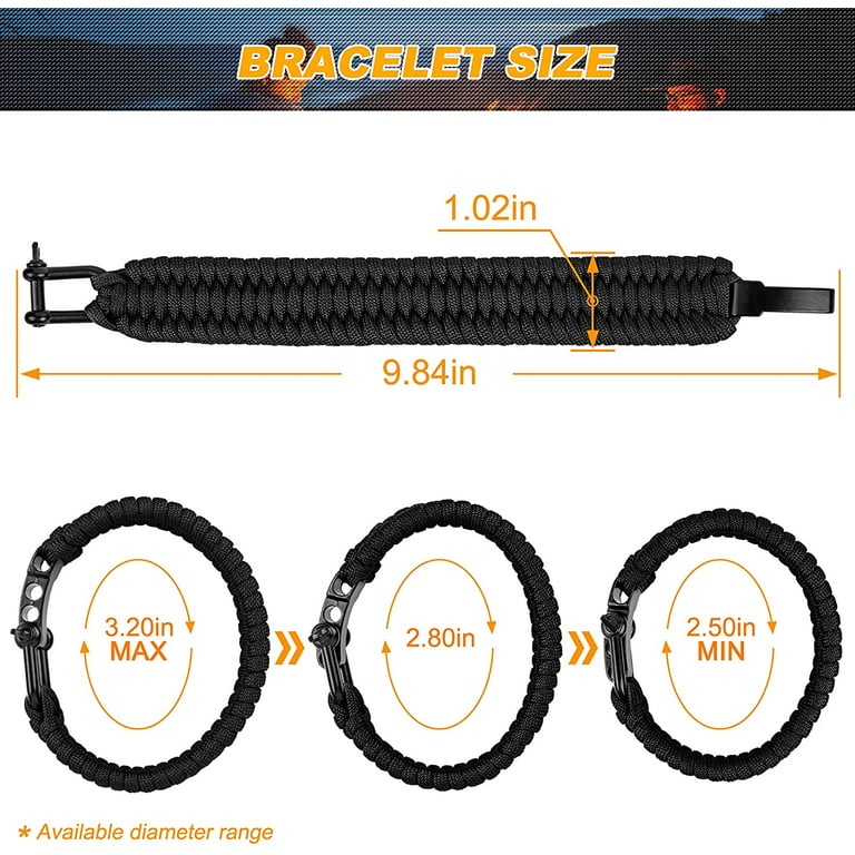 Survival Bracelet,Tactical Paracord Bracelet with Forged Stainless