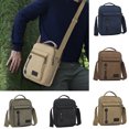 thumbnail image 2 of Canvas Messenger Bag, Vintage Crossbody Shoulder Bag, Small Multi Pocket Daypack, Men Casual Work Travel Bag with Adjustable Strap and Handle, Canvas Shoulder Bag for Work Travel Everyday, Green, 2 of 2