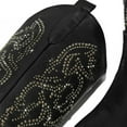 thumbnail image 3 of FSJ Women Rhinestone Studded Pull on Cowboy Boots Pointed Toe Chunky Heel Mid Calf Boots Fashion Fall Party Date Shoes Size 10 Black, 3 of 3