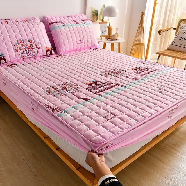 Nouvelle Arrivée Housse de Matelas Matelassée Anti-Acariens Douce Ponçage Simple Grand Tout Compris Housse de Lit Matelassée Non Incluse Taie d'Oreiller