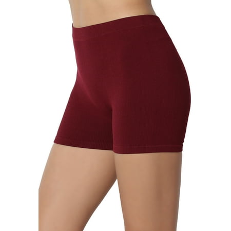 TheMogan Women's Layering Ribbed Seamless Knit Below Hip Boy Shorts (Best Shorts For Wide Hips)