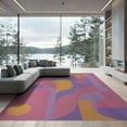 thumbnail image 2 of ODIKA 8'x10' Purple Orange Geometric Fusion Washable Area Rug Vibrant Mixed Stripes Pattern IV Design for Living Room, Under Sectional, Family , Durable, Non-Slip, 2 of 7