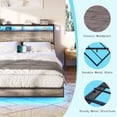 thumbnail image 7 of Papajet Full Size Floating Bed Frame with Headboard, Charging Station and LED Lights, Rustic Gray, 7 of 7
