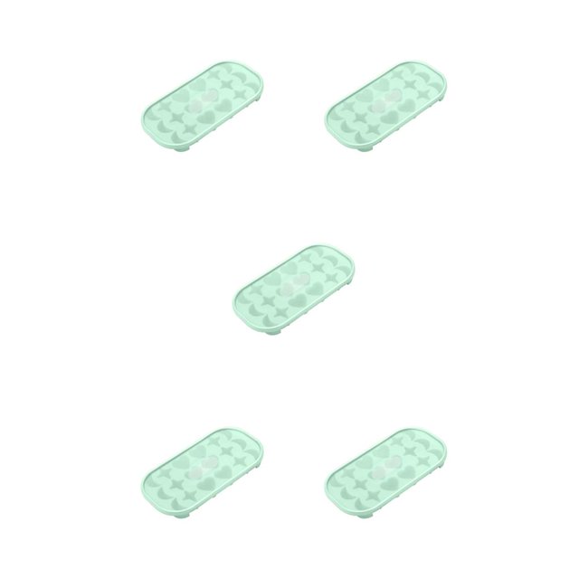 Bandeja de cubitos de hielo Wosthever Molde para hacer cocina con tapa Corazón Estrella Luna 5Conjunto Verde