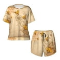 thumbnail image 2 of Yiaed Print Short Sleeve Pajama Sets for Women Casual Crew Neck 2 Piece Lounge Sets Women's Short-Sleeved Pajama-Medium, 2 of 5