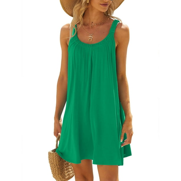 ICHUANYI Clearance Women's Beach Dress Bikini Beachwear Coverups Casual Vacation Short Summer Halter Dresses(Green, L) ICHUANYI WER2023080911557