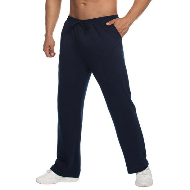 men's open bottom sweatpants with pockets