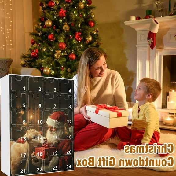 2025 Santa and Oxen Christmas Advent Calendar Festive Countdown Set for Decoration
