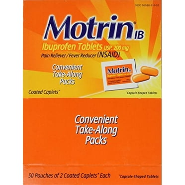 6 Pack Motrin IB Ibuprofen Pain Relief Convenient Packs 50x2 Caplets Each