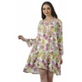 thumbnail image 1 of Moomaya Robe Évasée en Rayonne pour Femmes Manches Longues Imprimée Col en V Décontractée Robe de Plage pour Filles, 1 of 4