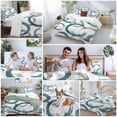 thumbnail image 6 of Turquoise Grey Bedding 3 Piece Duvet Cover Set Queen Size, Geometric Circle Modern Abstract Simple Art Soft Microfiber Comforter Cover with Zipper Closure & Pillowcases, FadeResistant Quilt Cover, 6 of 9