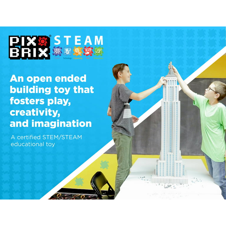 Pix Brix Pixel Art Puzzle Bricks Paint Can, 1,500 Piece Pixel Art Kit with  10 Colors, Medium Palette - Patented Interlocking Building Bricks, Create  2D & 3D Builds for Ages 6+ 