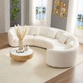 thumbnail image 3 of Classic Curved Tight Back Sofa with Upholstered Comfort for Living Room or Apartment, Includes Four Pillows, Modern Space-Saving Design, Elegant Beige Fabric, 3 of 9