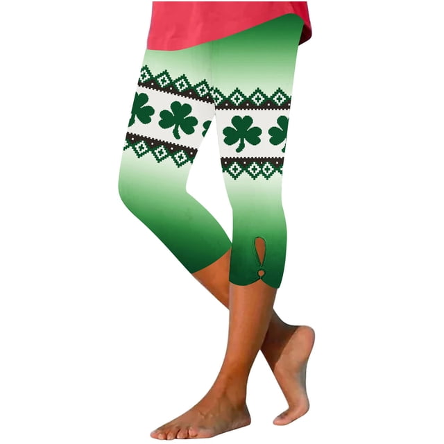 Pantalones de Ajuste Seco Mujeres Impresas Leggings Recortados Casuales, Pantalones de Yoga Suaves Transpirables Elásticos para Mujeres