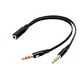 thumbnail image 2 of Divisor de auriculares de ordenador de 3,5 mm hembra a 2 pares de 3,5 mm macho auriculares micrófono audio Y Splitter Smartphone auriculares al adaptador de PC, 2 of 4