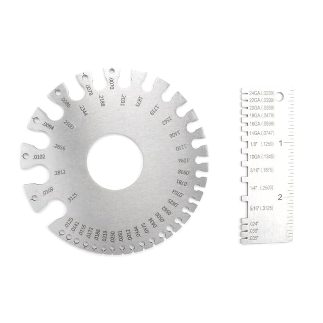 JIAHAOO Fil et Tôle de Mesure Précise en Acier Inoxydable Ensemble à Deux Jauges Fil d'Acier et Épaisseur du Métal 0-36 US Standard