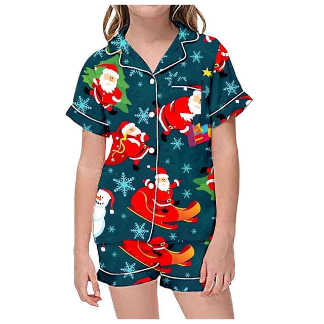 WEAIXIMIUNG Pyjama pour Tout-Petits 2T Ensemble de Pyjama Décontracté Imprimé à Boutons Col Rabattu Manches Courtes et Shorts