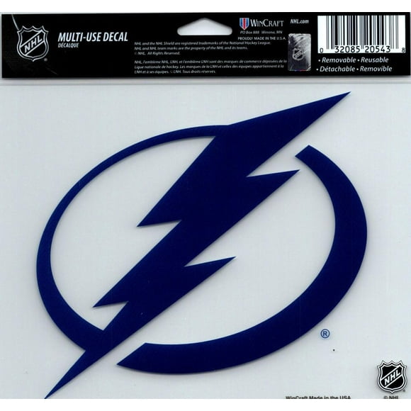 Sticker Autocollant à Usages Multiples Tampa Bay Lightning 5&quot;x6&quot; NHL Clear Back