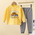 thumbnail image 2 of masbird Toddler Baby Boys Girls Pajamas Kids 2 Piece Pj's Long Sleeve Cartoon Sleepwear Clothes Set Outfits,Little Boy Girl Pajamas(Yellow,12-18 M), 2 of 4