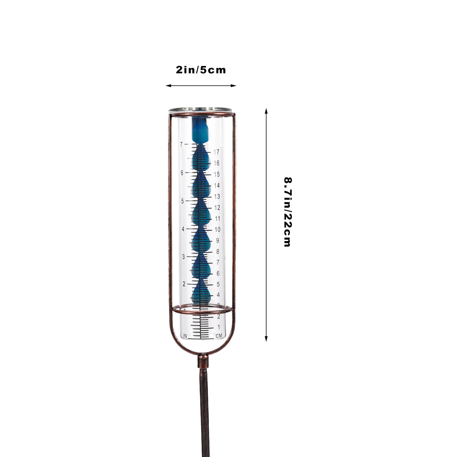 HOMEMAXS Outdoor Rain Gauge with Metal Stake Decorative Rain Gauge Detachable Rain Gauge(7 inches capacity)