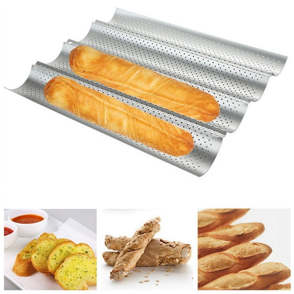 Fasmov French Bread Baking Pan Nonstick Perforated Baguette Pan 4 Wave Loaves Loaf Bake Mold Toast Cooking Bakers Molding Kitchen Amp Dining - Umberral.th