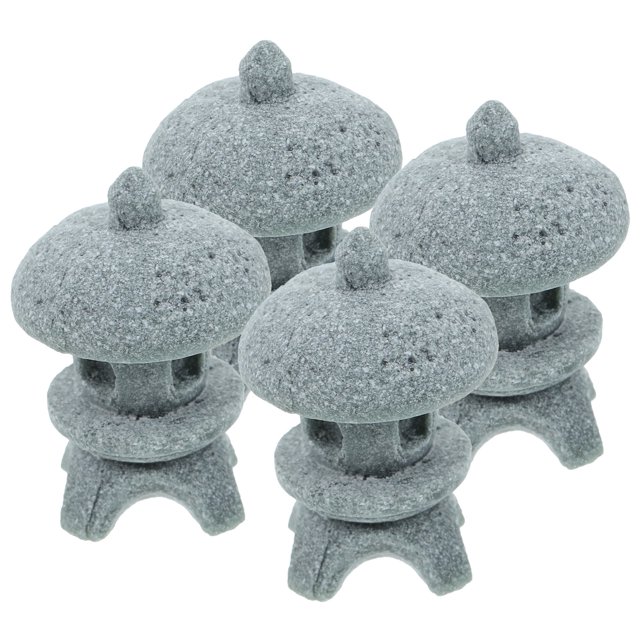 4 piezas de simulación de paisaje de pabellón, decoración japonesa, estatua de pagoda, figura de pagoda, modelo de pabellón pequeño