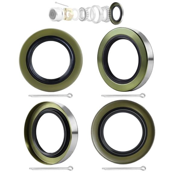 4Pack 2.250" ID x 3.376" OD Double Lip Grease Seal with 10 Cotter Pins for 5200-7000LB Trailer Wheel Hub Axles D42, Replace Trailer RV Dexter 10-36(010-036-00) Texcom 22333TB National 452920/482920.