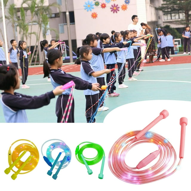 Children Skipping Rope with LED Colorful Light Battery-operated Comfortable Grip Electronic Luminous Jump Rope Fitness Equipment