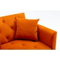 thumbnail image 6 of Velvet 2 in 1 Chaise Lounge Chair, Modern Upholstered Recliner Chair Single Sofa Bed with 2 Pillows & 3 Adjustable Angles Backrest, Comfy Convertible Sleeper Chair with Thick Padded for Bedroom Orange, 6 of 7