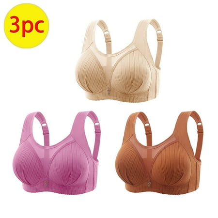 Itsame 3 Pack Everyday Casual Bra Set Womens Full Support Bra Wireless Comfort Bralette Hot Pink Size XL