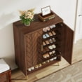 thumbnail image 5 of 6-Tier Shoe Cabinet with Doors, Walnut Wooden Shoe Storage Cabinet with Adjustable Shelves, 5 of 5