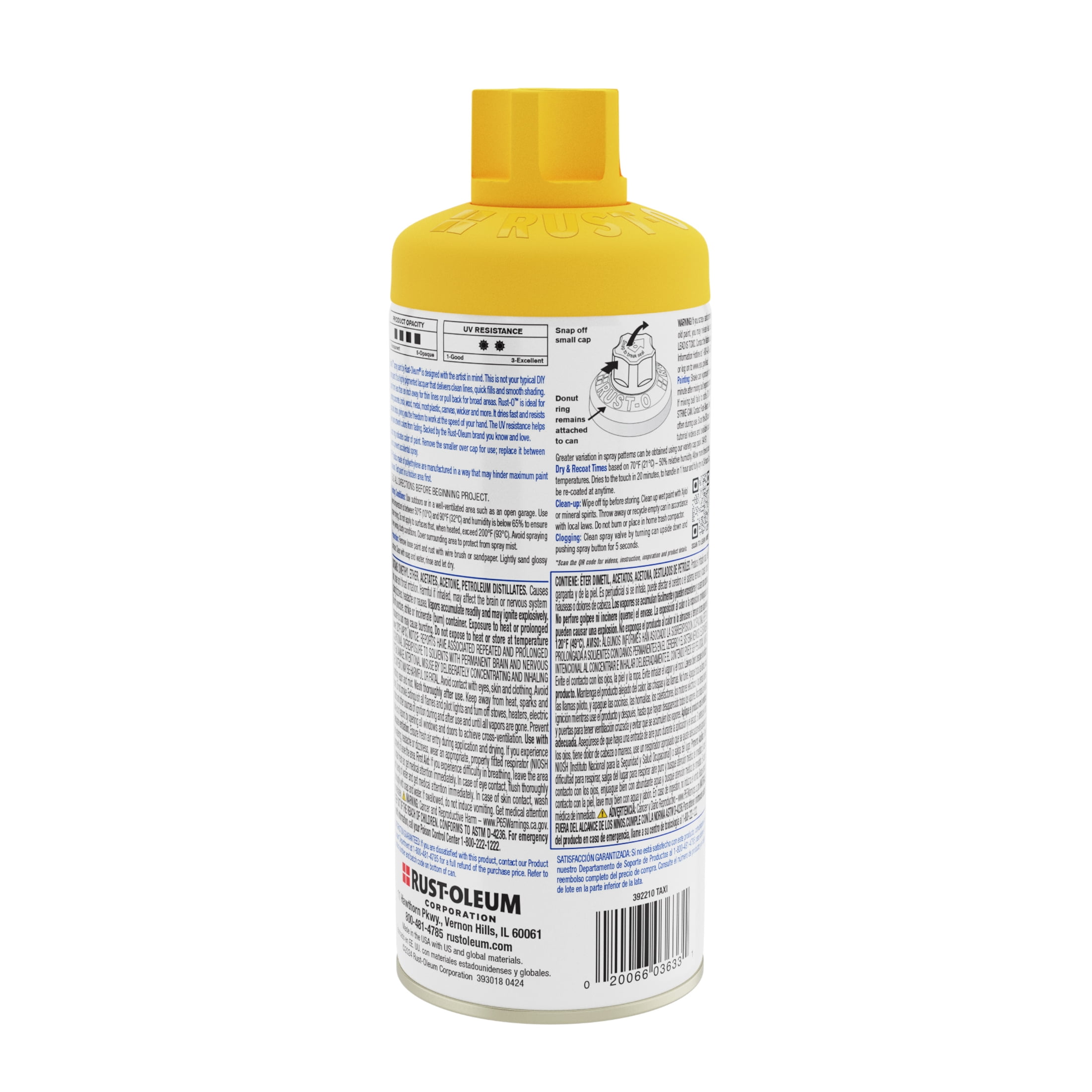 (6 pack) Taxi, Rust-Oleum Rust-O Acrylic Matte Spray Paint-392210, 11 oz