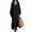 Black, variant on Cotton Linen Dress for Women Long Sleeve V-Neck Side Split Solid Color Casual Flowy Midi Summer Dress White,S