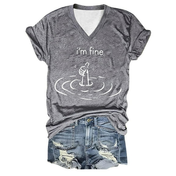 Wangmeiwg I'm Fine Tee Shirt Funny Graphic T Shirts For Women Loose Fit Sarcastic Saying plus Size Womens Turtleneck Long Sleeve