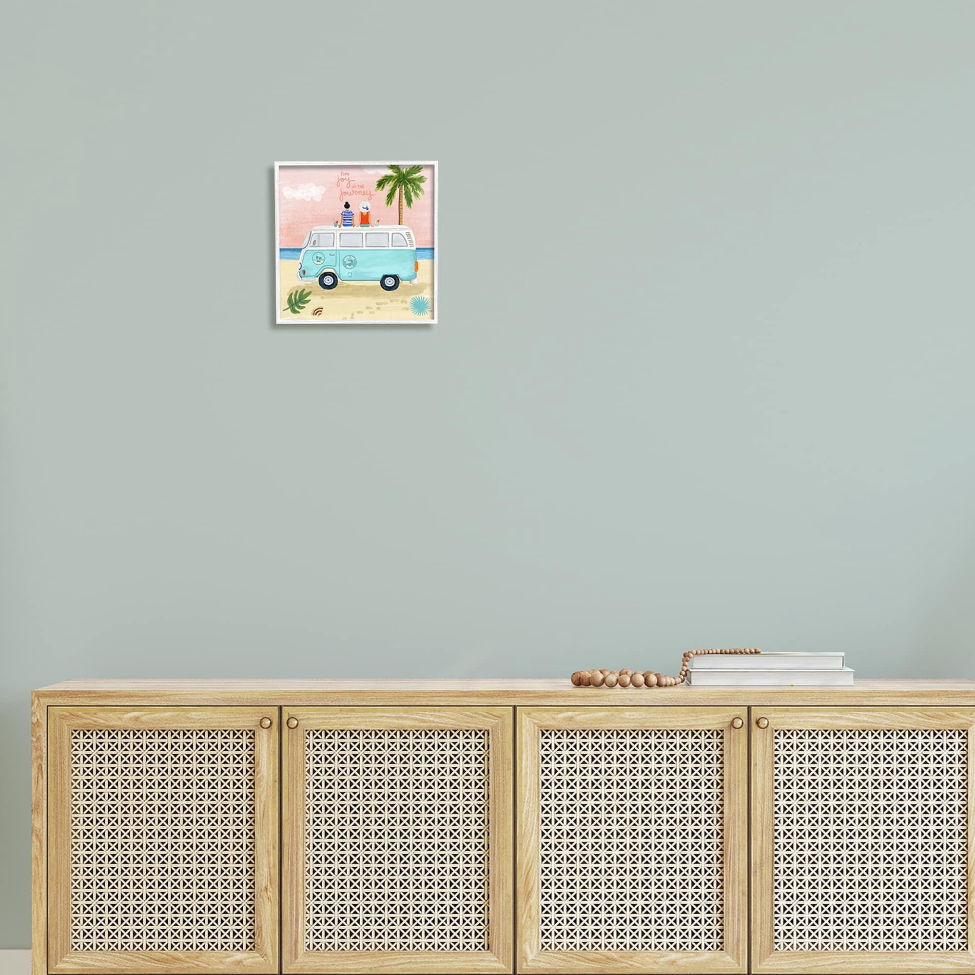 Stupell Industries Joy in the Journey Tropical Adventure Beach Traveling Graphic Art White Framed Art Print Wall Art, Design by Sharon Lee