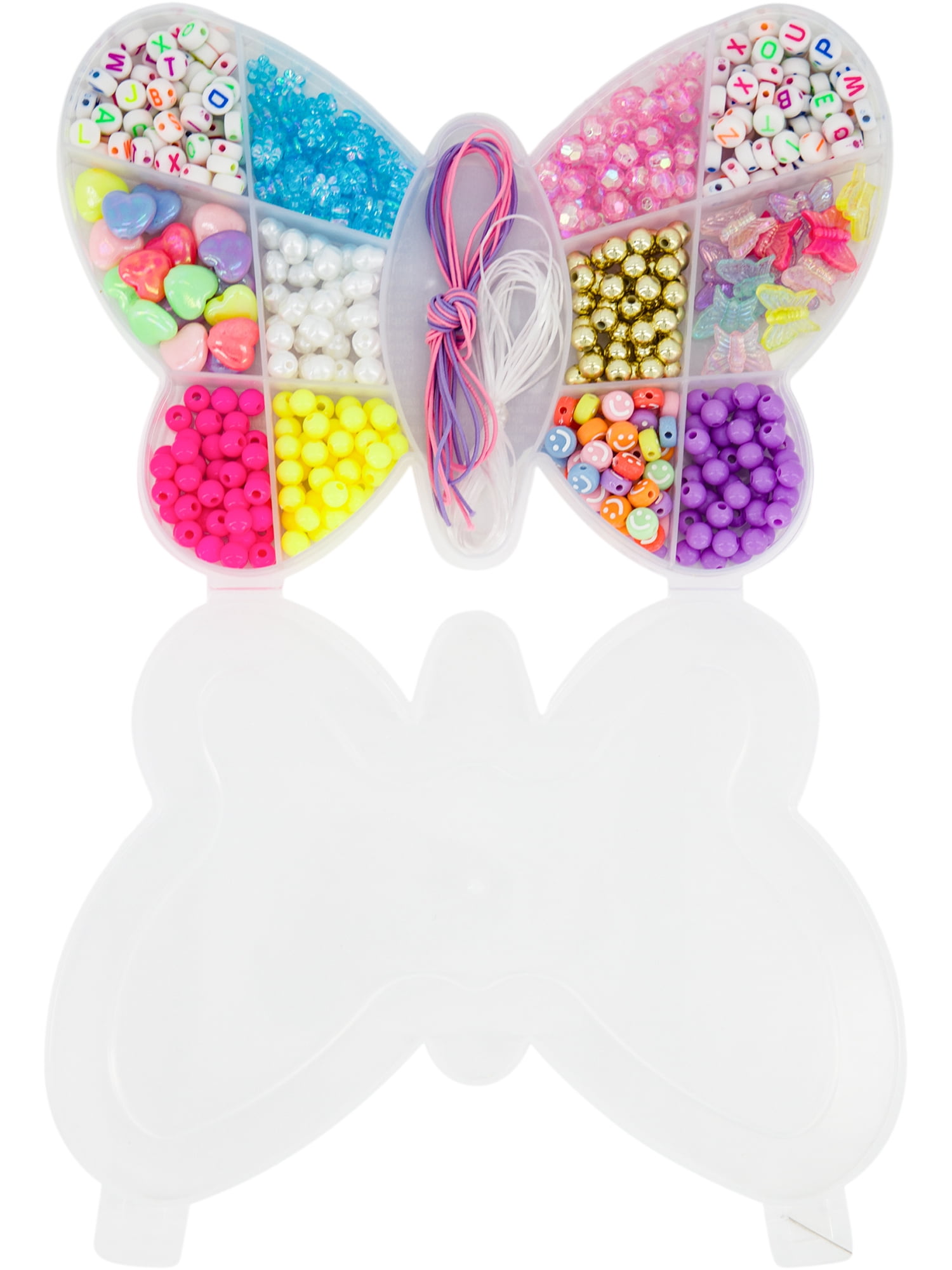 Claire's Children's Rainbow Bead Bracelet & Necklace Making Kit in Butterfly Case