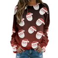 thumbnail image 1 of Gibobby Sudaderas Navideñas para Mujeres Blusa de sudadera estampada con cuello redondo y manga larga para entrenamiento diario en casa y al libre para mujer(Vino,M), 1 of 5