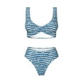 thumbnail image 4 of Rocae Ocean on Striped for Bikini Set for Women Two Piece Sexy High Swimsuits Split Crossover Bikini Large, 4 of 9