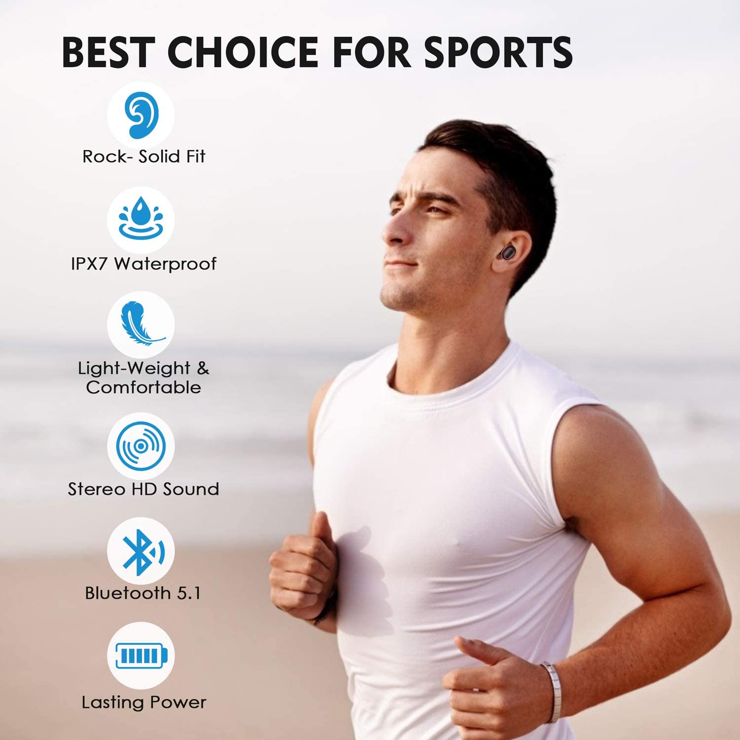 pendali Wireless Earbuds Bluetooth 5.1 IPX7 Waterproof Earbuds TWS Stereo Headphones with Portable Charging Case LED Battery Display Touch Control