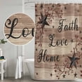 thumbnail image 5 of Farmhouse Star Brown Shower Curtain, Waterproof Shower Curtains for Bathroom, Retro Branches Berry Wooden Grain Washable Fabric Bathtub Curtain Set Bath Decor with 12 Hooks Standard 72"x72", 5 of 8