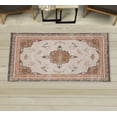 thumbnail image 1 of Vintage Decorative Rug, Minimal Flowers and Ethnic Damask Eastern Culture Weathered Effect, Quality Carpet for Bedroom Dorm and Living Room, 6 Sizes, Salmon Amber and Off White, by Ambesonne, 1 of 1