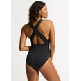 thumbnail image 3 of Bold Curve Women's One Piece Swimsuits Tummy Control Cutout High Cross Back Plunge Neckline Front 1 Piece Swimsuits, 3 of 5