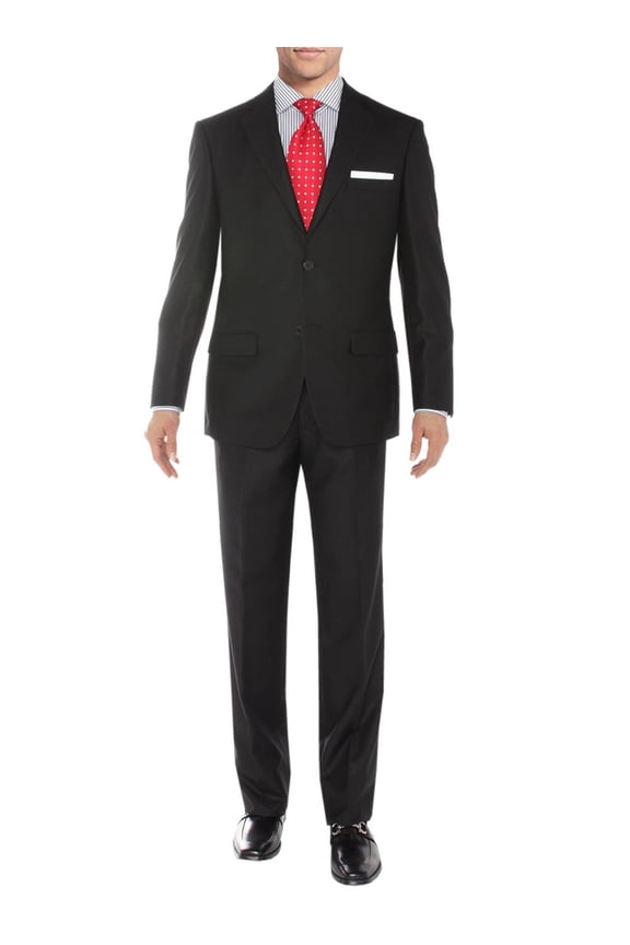 Mens Side Vent 2 Piece Sharkskin Black Classic Fit Suit