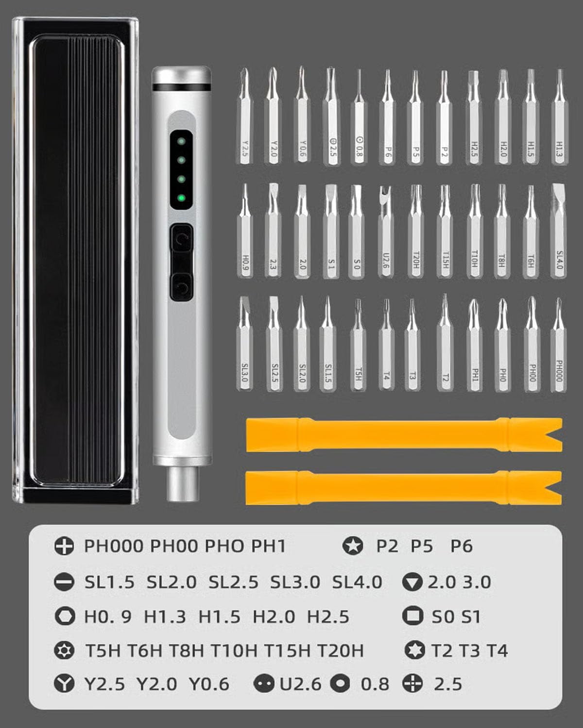 E1 Max 3.7v Mini Electric Screwdriver - 44-in-1 Magnetic Bits Set with Pop-Up Storage Box,3 Torque Settings with Joint-Friendly Control for Repairing Phones,Cameras etc