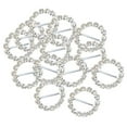 thumbnail image 4 of 16 Pieces Round Shape Rhinestone Ribbon Buckles Sliders for Wedding Invitation Party Favor 14mm, 4 of 9