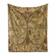 thumbnail image 1 of Vintage Soft Flannel Fleece Throw Blanket, Pirate Adventures Style Old World Map Medieval Cartography with Mystic , Cozy Plush for Indoor and Outdoor Use, 60" x 80", Tan and Caramel, by Ambesonne, 1 of 5