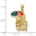 thumbnail image 3 of 14K Yellow Gold Polished Finish 3-Dimensional Beach Chair with Multi Color Enameled Umbrella Charm Pendant, 3 of 4